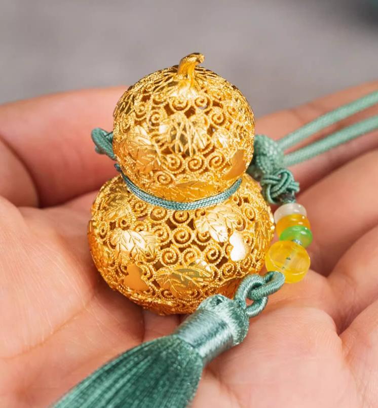 Copper handicrafts, Golden filigree gourd handicrafts, Backpack pendants, Car pendants, Auspicious friend gifts, Free shipping-LECJAS