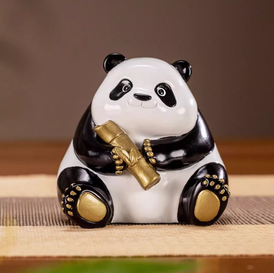 Brass crafts, Panda hug bamboo crafts, Panda holding bamboo section, Desktop decorations, Panda figure, Desktop ornaments, Home decorations, Friend gifts, Kids gifts, Free shipping-LECJAS