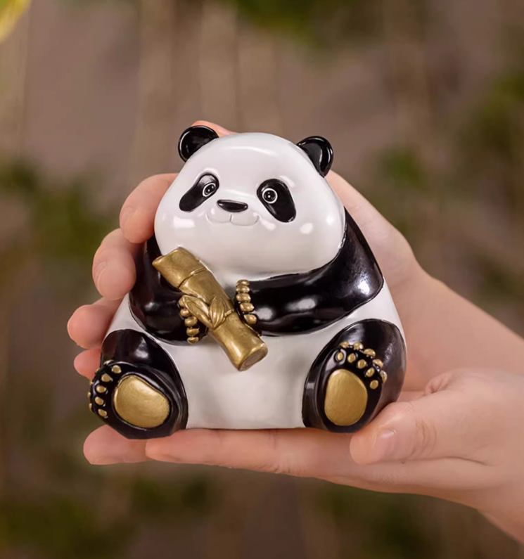 Brass crafts, Panda hug bamboo crafts, Panda holding bamboo section, Desktop decorations, Panda figure, Desktop ornaments, Home decorations, Friend gifts, Kids gifts, Free shipping-LECJAS